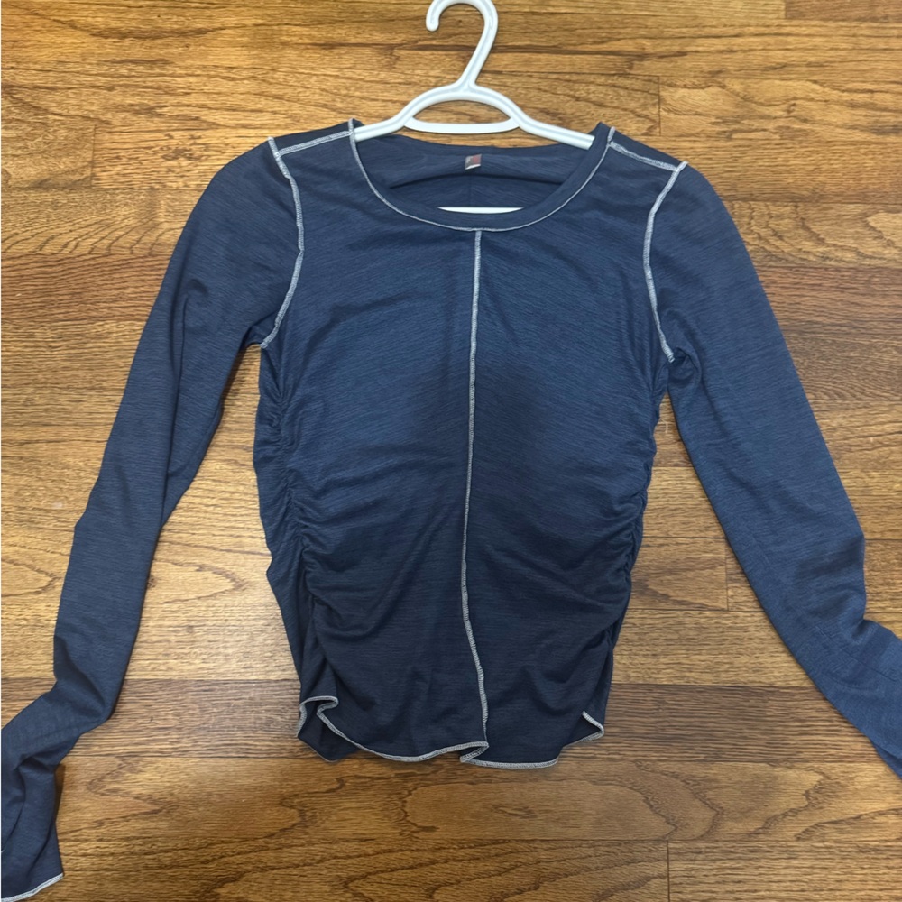 Free People Blue Long Sleeve Tee Sporty Design